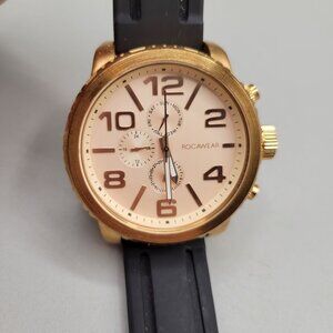 Rocawear Mens Gold-Tone Watch With Black Silicone Band RM0210